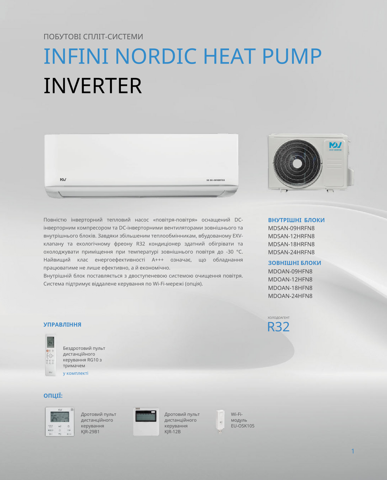 ІНВЕРТОРНИЙ ТЕПЛОВИЙ НАСОС «ПОВІТРЯ-ПОВІТРЯ» INFINI NORDIC HEAT PUMP INVERTER 2025